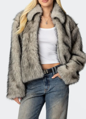 Fashionable, Elegant And Versatile Plush Retro Loose Lapel Zipper Top