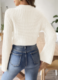 Half-High Collar Women's Short Belly-Exposed Wool Sweater