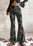 New Style Casual Sexy Rhinestone Pattern Flared Pants