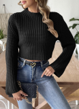 Half-High Collar Women's Short Belly-Exposed Wool Sweater