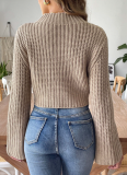 Half-High Collar Women's Short Belly-Exposed Wool Sweater
