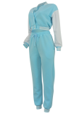 New Fashion Baseball Jacket Splicing Single-Breasted Two-Piece Suit