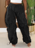 Solid Color Casual Stitching Lace Wide-Leg Trousers