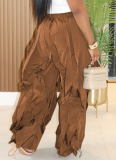 Solid Color Casual Stitching Lace Wide-Leg Trousers