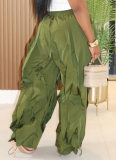 Solid Color Casual Stitching Lace Wide-Leg Trousers