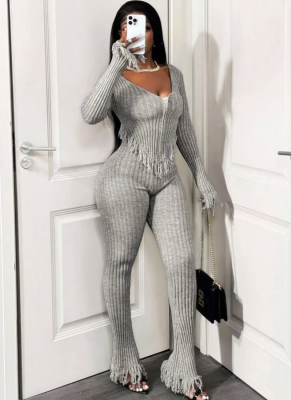 Sexy Knitted Hand-Crocheted Tassel Fashion Casual Suit