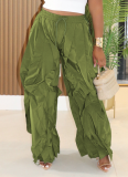 Solid Color Casual Stitching Lace Wide-Leg Trousers