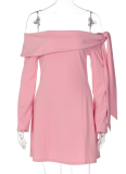 Autumn And Winter Fashion Lace-Up Slim-Fitting Long-Sleeved Dress