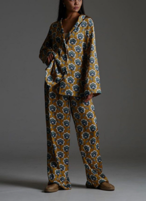 Fashionable Digital Printing Loose Lapel Long-sleeved Top Casual Trousers Suit