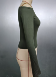 Off-Shoulder Fitted Long-Sleeved T-Shirt, Sexy Cropped Top