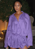 New Sweet And Fresh Collared Long-Sleeved Loose Casual Shirt Dress