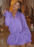 New Sweet And Fresh Collared Long-Sleeved Loose Casual Shirt Dress