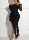 Sexy Solid Color Strapless Dress With an Asymmetrical Design