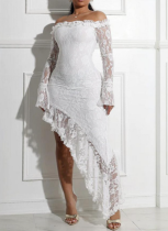 Sexy Solid Color Strapless Dress With an Asymmetrical Design