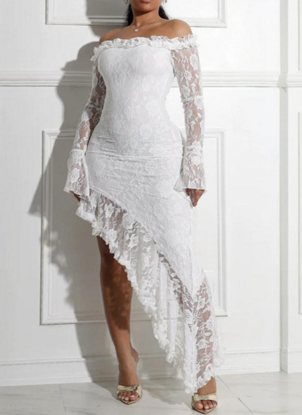 Sexy Solid Color Strapless Dress With an Asymmetrical Design