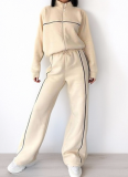Stylish and Casual Loose-fitting Cardigan and Drawstring Sweatshirt Set