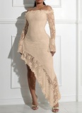 Sexy Solid Color Strapless Dress With an Asymmetrical Design
