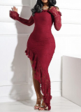 Sexy Solid Color Strapless Dress With an Asymmetrical Design