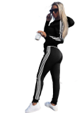 New Casual Color-Blocked Hooded Sports Two-Piece Set