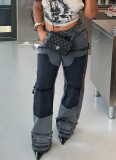 Stylish Patchwork Multi-pocket Casual Jeans