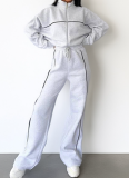 Stylish and Casual Loose-fitting Cardigan and Drawstring Sweatshirt Set