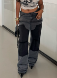 Stylish Patchwork Multi-pocket Casual Jeans