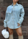 Loose-fitting Patchwork Design Long-sleeved Denim Jacket Top