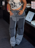 Stylish Patchwork Multi-pocket Casual Jeans