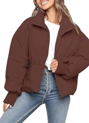 Loose-Fitting, Slimming, Warm, Short, Cozy Down-Filled Cotton Coat
