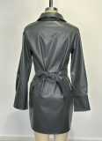 New Fashionable Slim-Fit Women's PU Waist-Cinching Dress