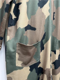 New Casual Camouflage Multi-pocket Half-zip Jumpsuit