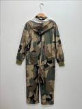 New Casual Camouflage Multi-pocket Half-zip Jumpsuit