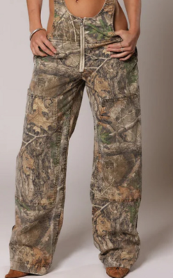 Casual Low-rise Suspender Wide-leg Straight Jumpsuit