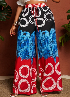 New 3D Positioning Print High-waisted Wide-leg Trousers