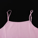 Fashionable Heart Stand-up Collar Puff Sleeve Top Camisole Inner Skirt Three-piece Set