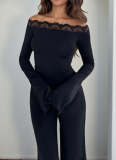 Sexy Lace Off-shoulder Long-sleeved Jumpsuit