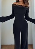 Sexy Lace Off-shoulder Long-sleeved Jumpsuit
