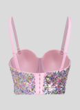 New Sequined Backless Halter Top