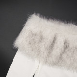 New Hot Girl Style Furry Patchwork Long-sleeved One-shoulder Asymmetrical Top