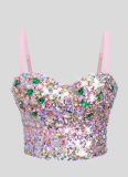 New Sequined Backless Halter Top