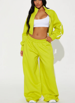 2025 Casual Solid Color Sweatshirt and Wide-Leg Pants Set