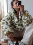 New Fashionable Warm Fleece Sweatshirt With Floral Pattern