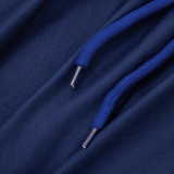 Color-blocked Collared Zip-up Cardigan Top and Wide-leg Drawstring Sweatpants Set