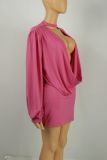 Solid Color Deep V-neck Halter Neck Tie Solid Color Comfortable Ruched Dress