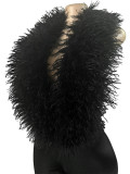 Elegant Feather Deep V Halter Neck Elastic Satin Jumpsuit