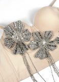 Fashionable Rhinestone-embellished Floral Forset For Outerwear Fishbone Bra