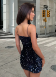 Sexy Backless Sequined Sleeveless Halter Bodycon Dress