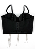 Fashionable Rhinestone-embellished Floral Forset For Outerwear Fishbone Bra
