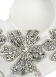 Fashionable Rhinestone-embellished Floral Forset For Outerwear Fishbone Bra