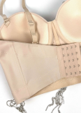 Fashionable Rhinestone-embellished Floral Forset For Outerwear Fishbone Bra